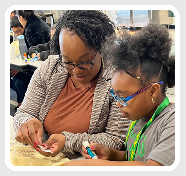 Parent and student in class