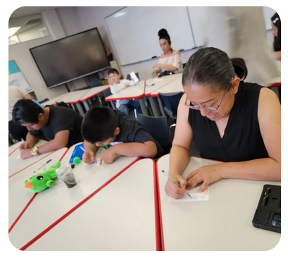 Teacher with students in class